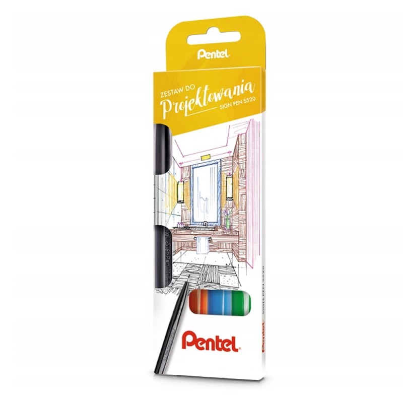 Zestaw do Projektowania Sign Pen S520 Pentel 4 szt
