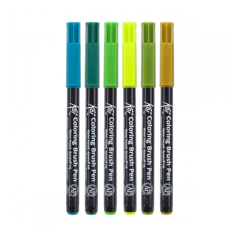 Zestaw pisaków Koi Coloring Brush Pens Sakura BOTANICAL 6 szt.jpg
