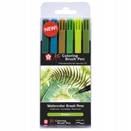 Zestaw pisaków Koi Coloring Brush Pens Sakura BOTANICAL 6 szt