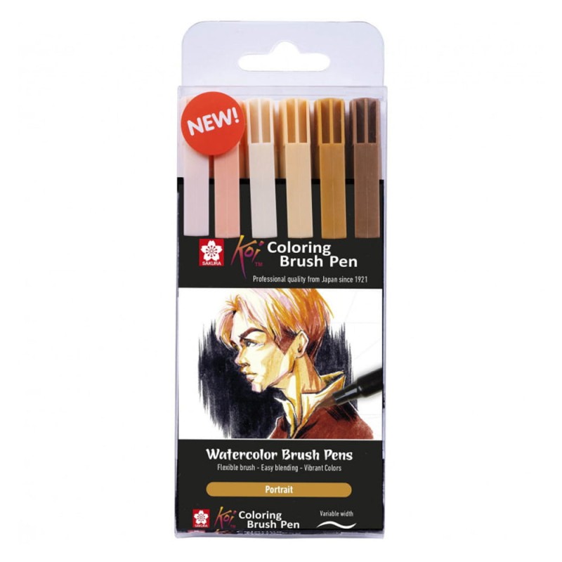Zestaw pisaków Koi Coloring Brush Pens Sakura PORTRAIT 6 szt