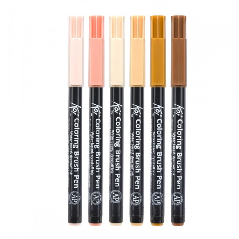 Zestaw pisaków Koi Coloring Brush Pens Sakura PORTRAIT 6 szt