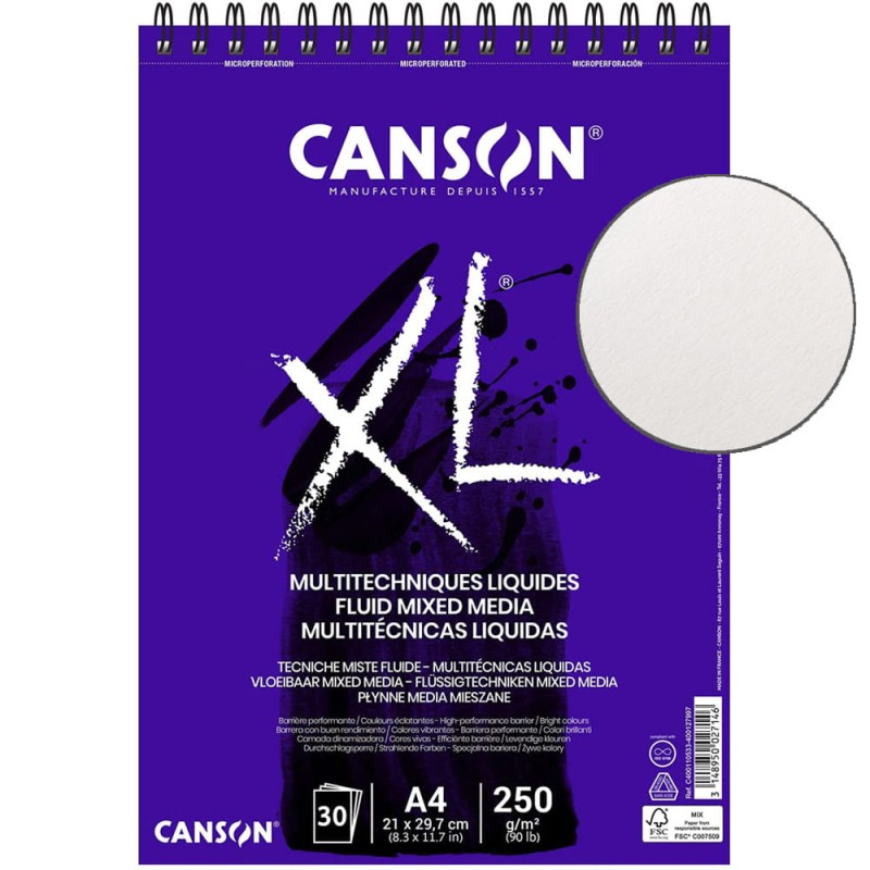 Blok Canson XL Media Fluid - A4, 150 g, 30 ark.