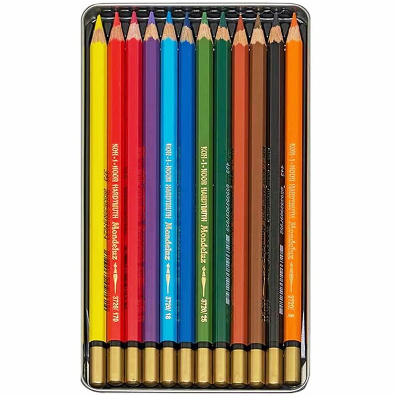 Zestaw kredek akwarelowych Koh-I-Noor Mondeluz - 12 szt., metalowa kasetka