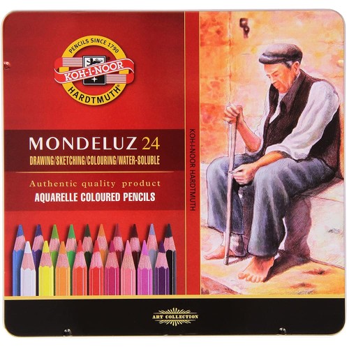 Zestaw kredek akwarelowych Koh-I-Noor Mondeluz - 24 szt., metalowa kasetka