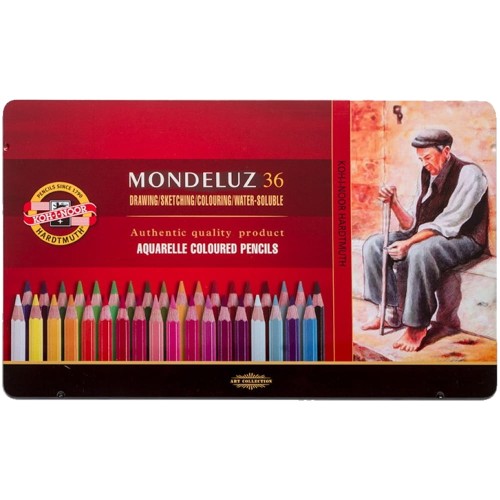 Zestaw kredek akwarelowych Koh-I-Noor Mondeluz - 36 szt., metalowa kasetka