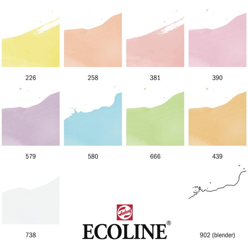 Markery Ecoline Brush Pen zestaw 10 szt. Pastel 03