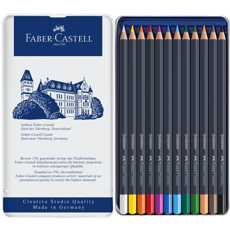 Kredki Goldfaber Faber Castell 12 kolorów metalowe opakowanie