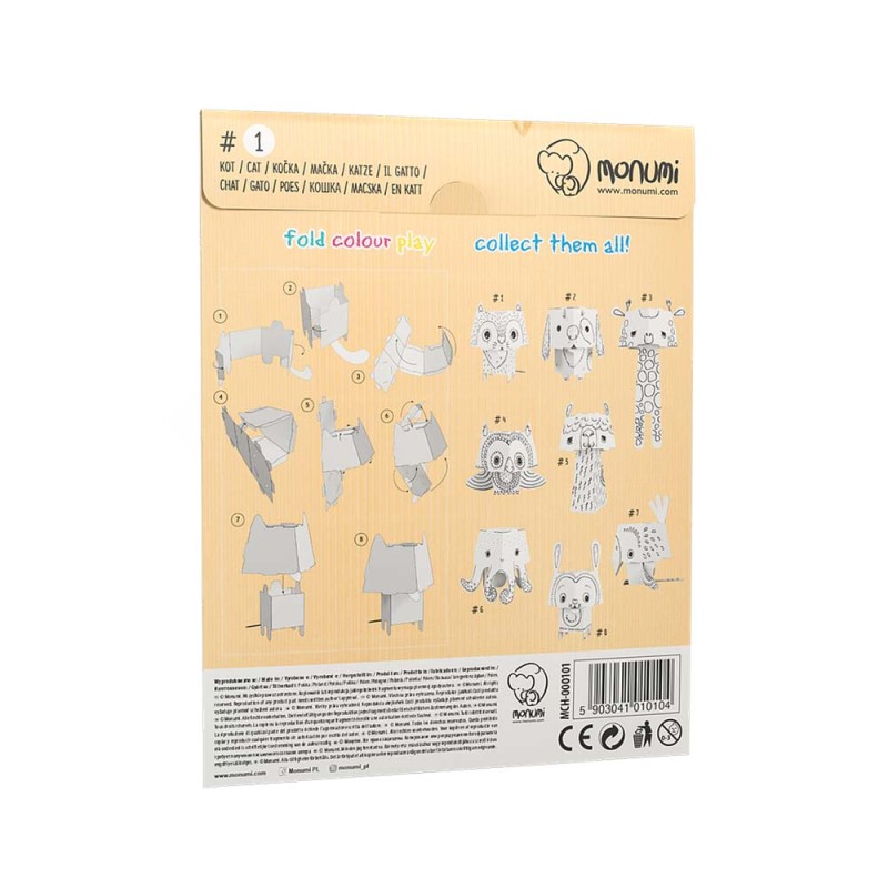 Kolorowanka CubeHead Zwierzaki 3D Monumi - Kot