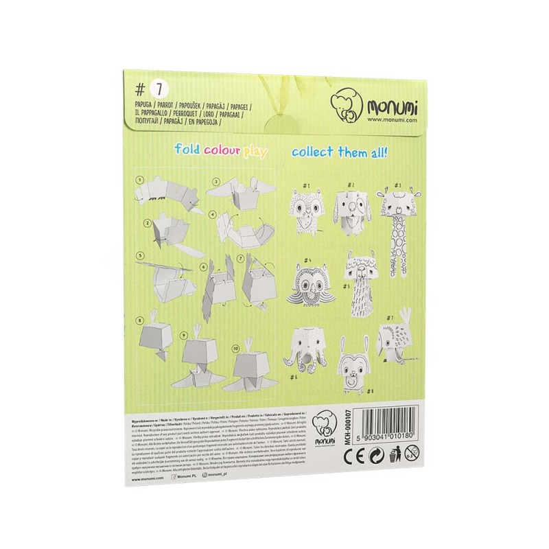 Kolorowanka CubeHead Monumi  Zwierzaki 3D - Papuga