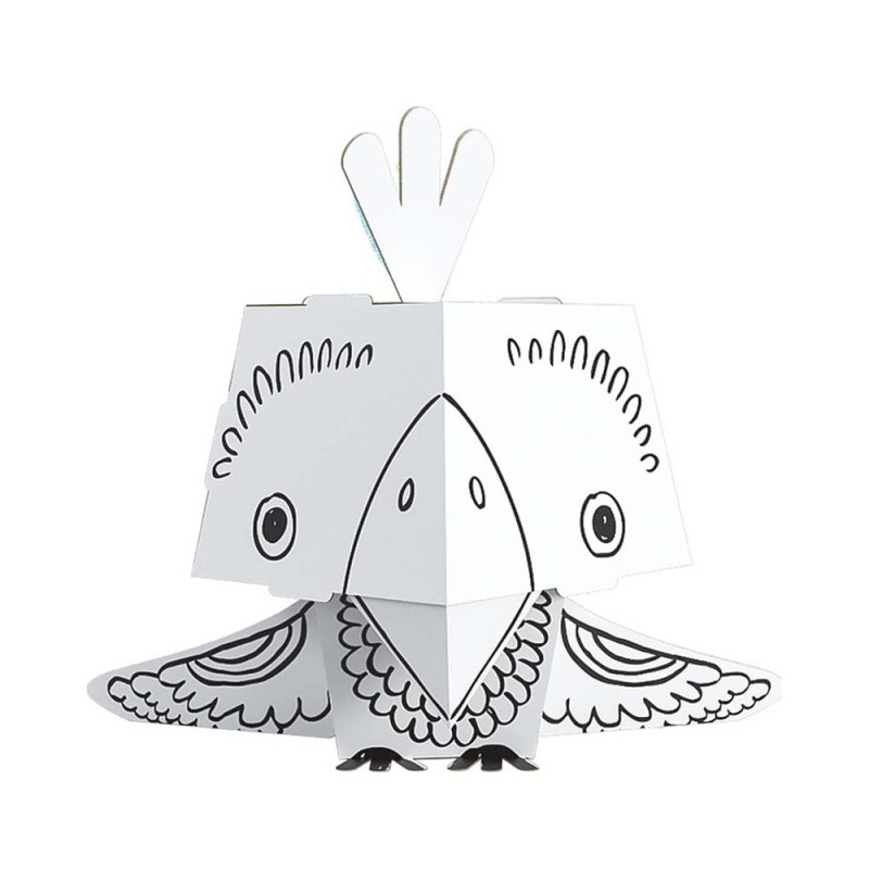 Kolorowanka CubeHead Monumi  Zwierzaki 3D - Papuga