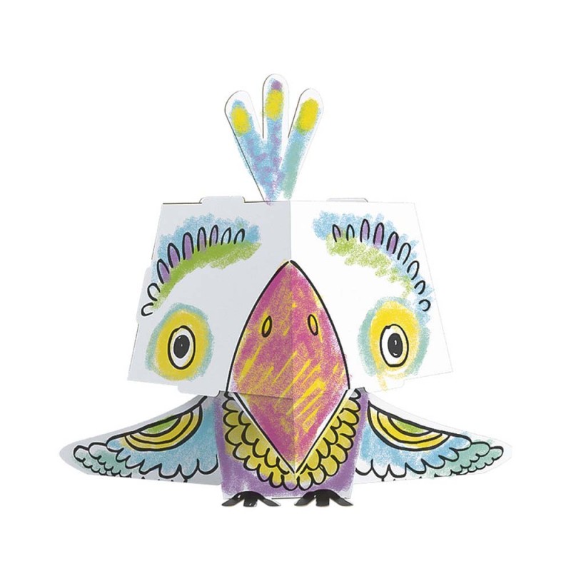 Kolorowanka CubeHead Monumi  Zwierzaki 3D - Papuga