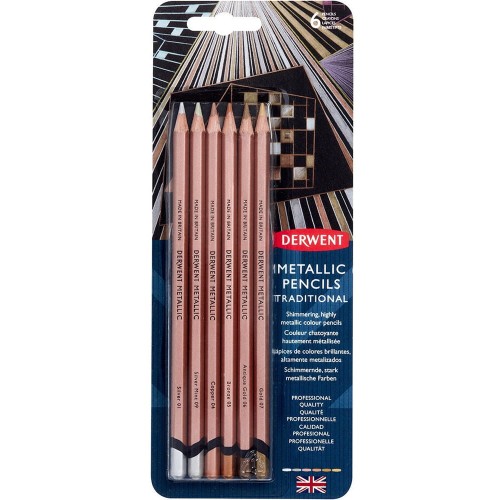 Zestaw kredek metalicznych Derwent Metallic Traditional 6 kolorów