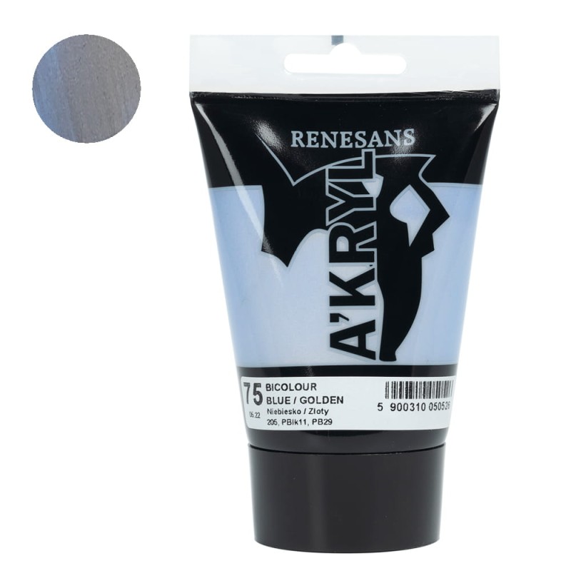 Farba akrylowa 100ml Renesans 75 Biolor Niebiesko Złoty