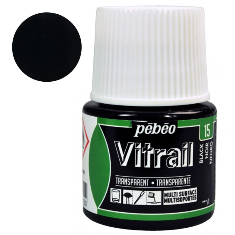 Farba do szkła Vitrail Pebeo 45 ml - 15 Black