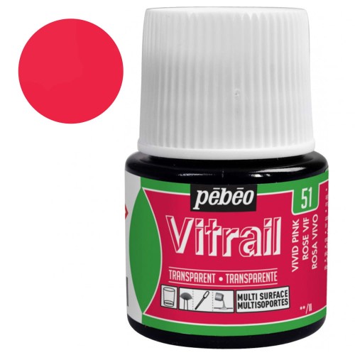 Farba do szkła Vitrail Pebeo 45 ml - 51 Vivid Pink