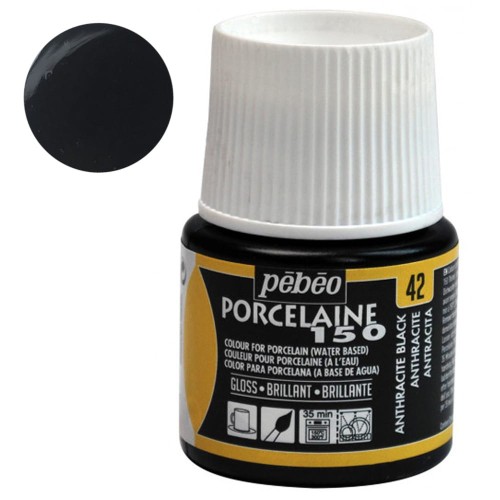 Farba do porcelany Pebeo Porcelaine 150°C 45 ml - 42 Anthracite Black