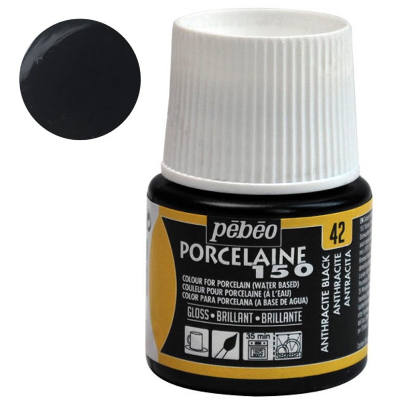 Farba do porcelany Pebeo Porcelaine 150°C 45 ml - 42 Anthracite Black