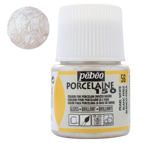 Farba do porcelany Pebeo Porcelaine 150°C Perłowa 45 ml - 56 White Pearl (Błyszcząca)