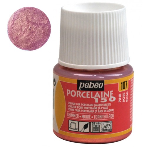 Farba do porcelany Pebeo Porcelaine 150°C 45 ml - 107 Shimmer Pink (Błyszcząca)