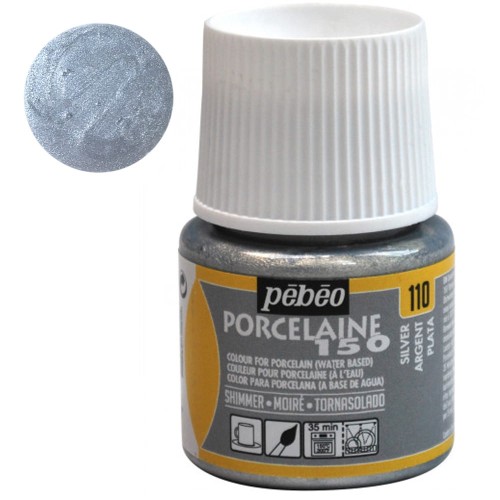 Farba do porcelany Pebeo Porcelaine 150°C 45 ml - 110 Shimmer Silver (Błyszcząca)