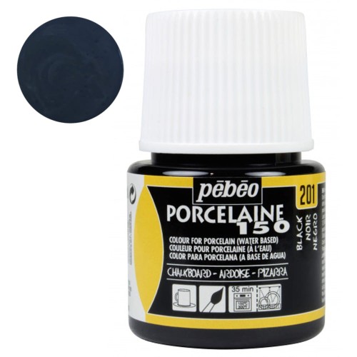 Farba do porcelany Pebeo Porcelaine 150°C Matt 45 ml - 201 Chalkboard Black (Matowa)