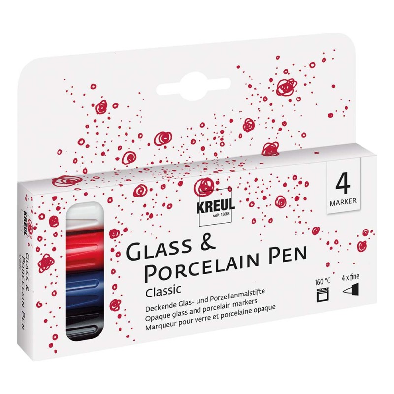 Pisaki do porcelany i szkła Kreul 4 szt - Classic