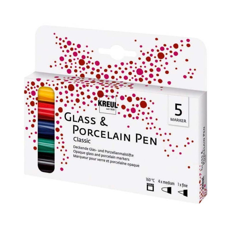 Pisaki do porcelany i szkła Kreul 5 szt - Classic