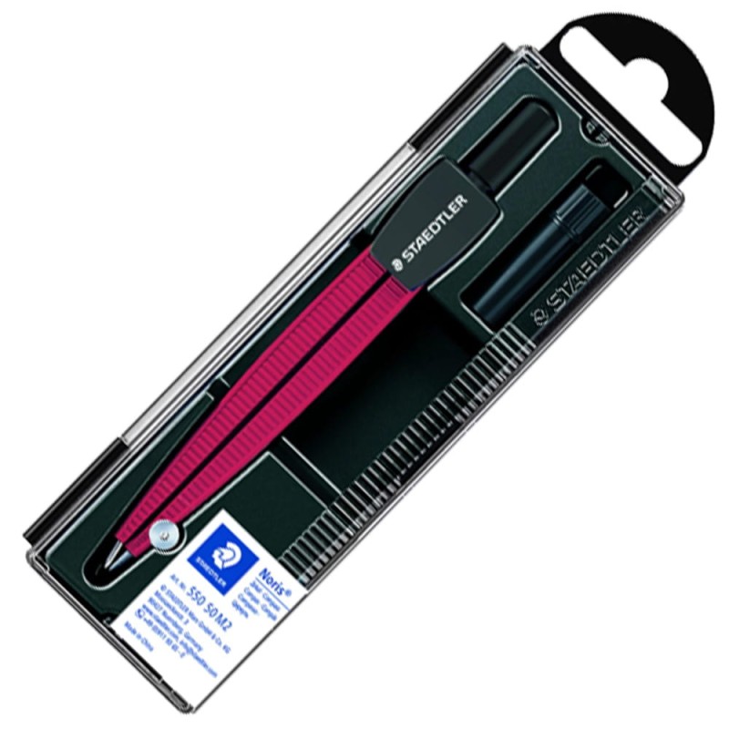 Cyrkiel szkolny z etui na grafity CZERWONY Staedtler