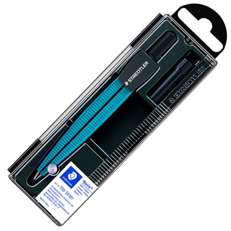 Cyrkiel szkolny z etui na grafity NIEBIESKI Staedtler