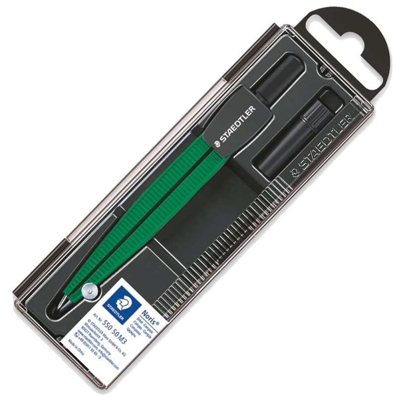 Cyrkiel szkolny z etui na grafity ZIELONY Staedtler