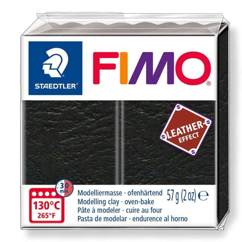 Modelina Fimo Leather Effect 57g - 909 Czarny