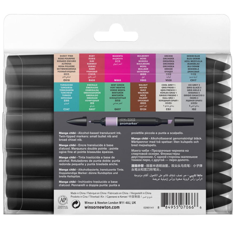 Zestaw Promarker 12 szt + 1 gratis Manga Chibi Winsor &amp; Newton