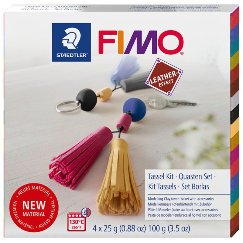Zestaw Fimo Leather Effect Breloczek - 4 x 25 g + akcesoria