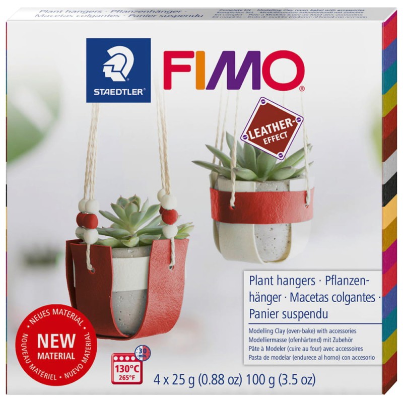 Zestaw Fimo Leather Effect Doniczka - 4 x 25 g + akcesoria