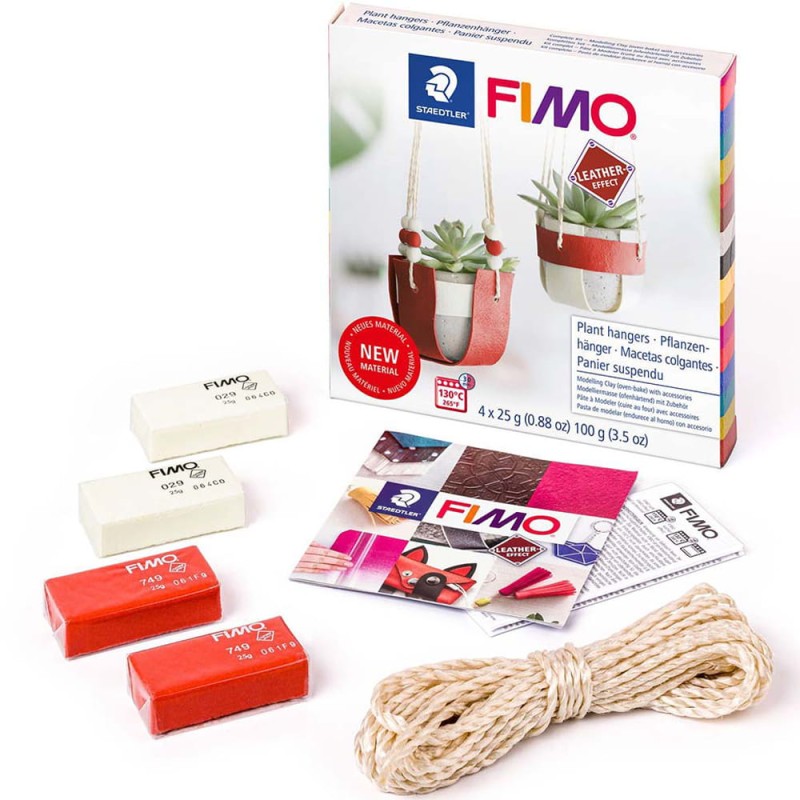 Zestaw Fimo Leather Effect Doniczka - 4 x 25 g + akcesoria