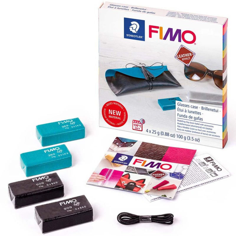 Zestaw Fimo Leather Effect Etui - 4 x 25 g + akcesoria