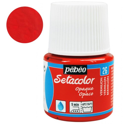 Farba do tkanin Setacolor Opaque Pebeo 45 ml - 26 Vermilion
