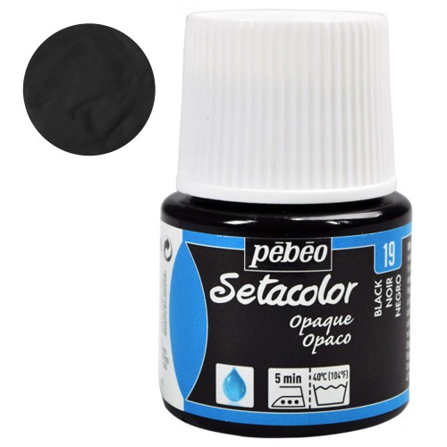 Farba do tkanin Setacolor Opaque Pebeo 45 ml - 19 Black