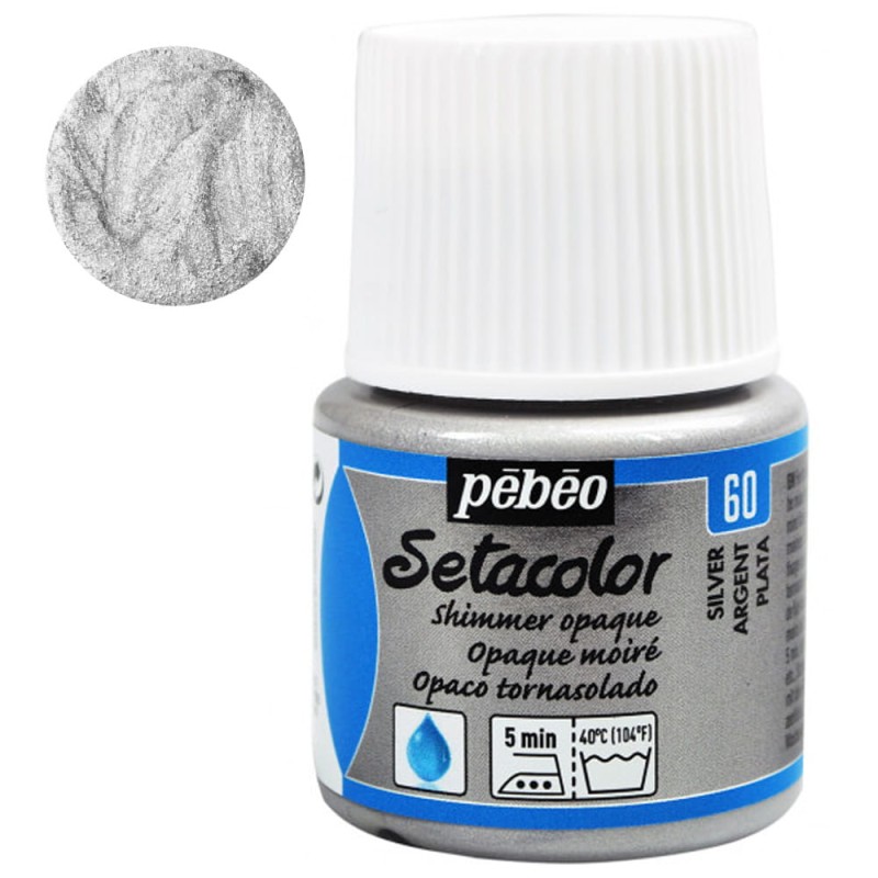 Farba do tkanin Setacolor Opaque Pebeo 45 ml - 60 Silver