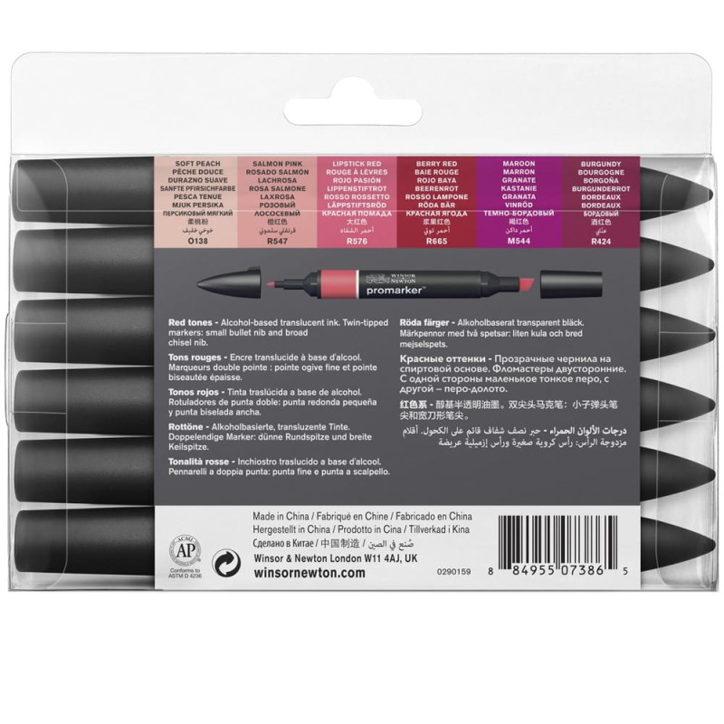 Promarker 6 szt Red Tones Winsor &amp; Newton