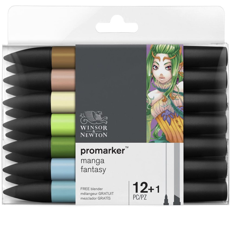 Markery alkoholowe Promarker Wisnor & Newton zestaw 12 + 1 szt. - Manga Fantasy 01