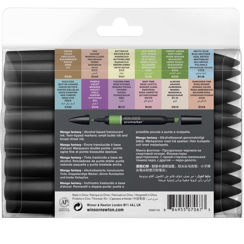 Markery alkoholowe Promarker Wisnor & Newton zestaw 12 + 1 szt. - Manga Fantasy 04