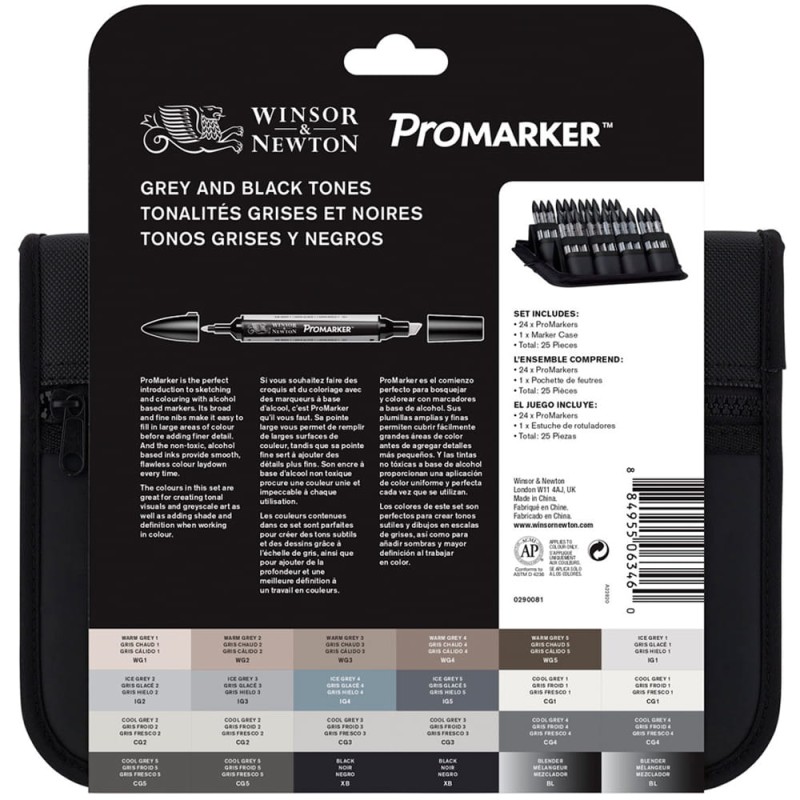 Promarker 24 szt Black &amp; Grey Set Winsor &amp; Newton