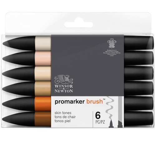 Promarker Brush Winsor & Newton, zestaw markerów 6 szt. - Skin Tones