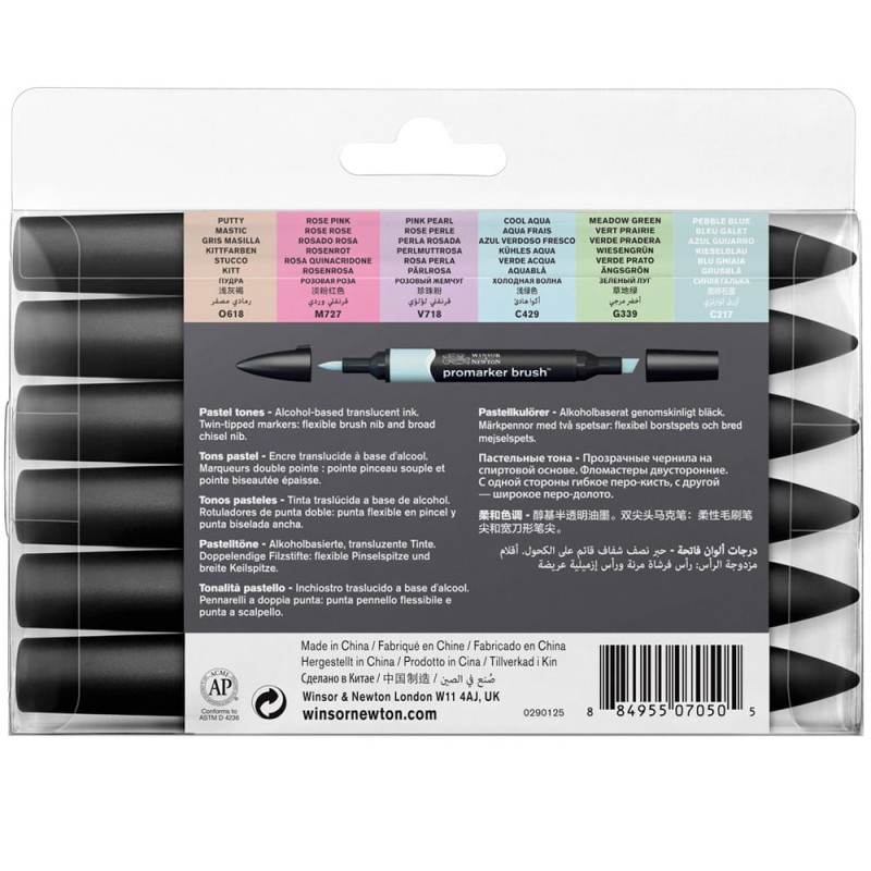 Zestaw Promarker Brush 6 szt Pastel Tones Winsor &amp; Newton