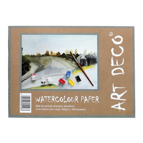 Blok do akwareli i akwaforty Art Deco - A5, 300 g, 10 ark.