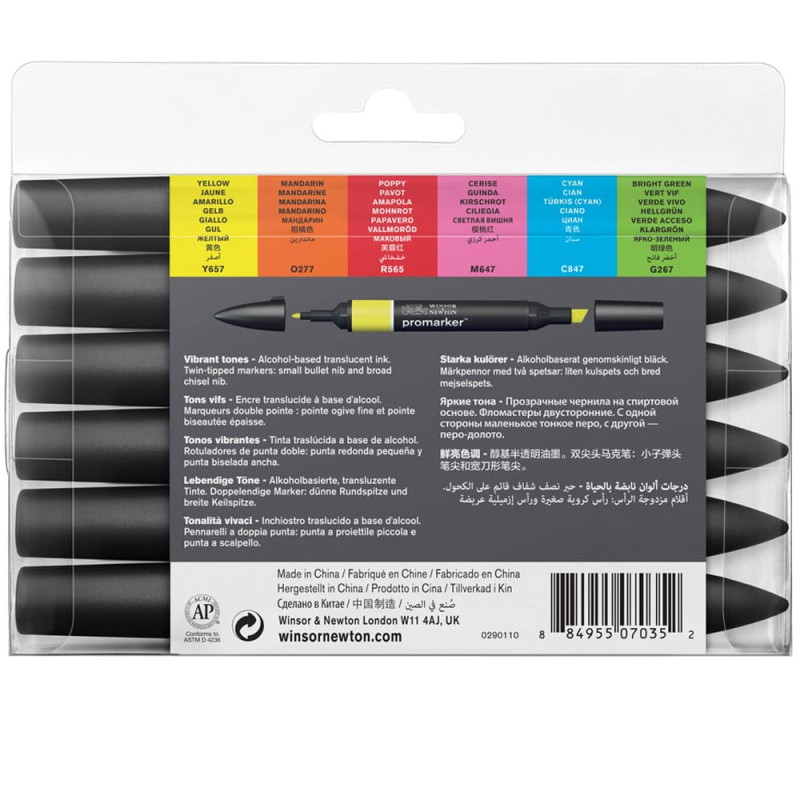 Zestaw Promarker 6 szt Vibrant Tones Winsor &amp; Newton