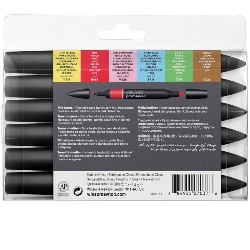 Zestaw Promarker 6 szt Mid Tones Winsor &amp; Newton