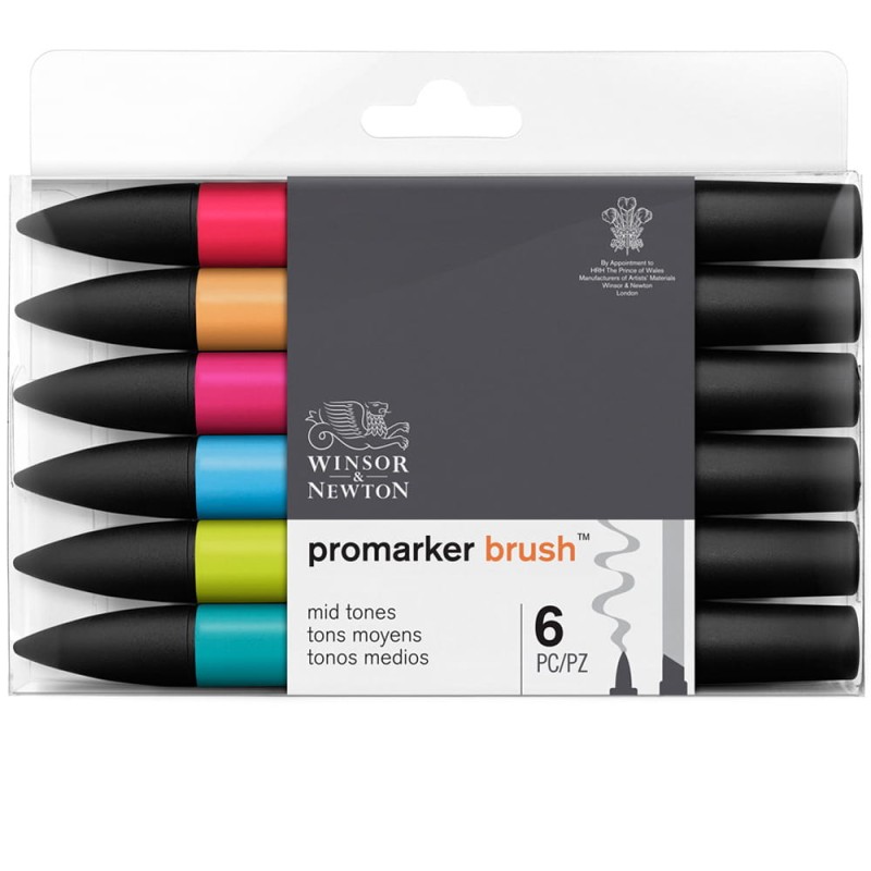 Zestaw Promarker Brush 6 szt Mid Tones Winsor &amp; Newton