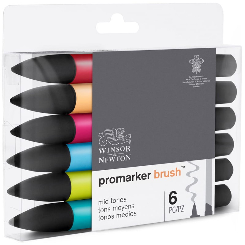 Zestaw Promarker Brush 6 szt Mid Tones Winsor &amp; Newton